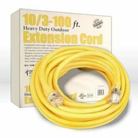 SOUTHWIRE Extension Cord, 10/3 SJTW Yellow Ext Cord w/ Lighted end 02689